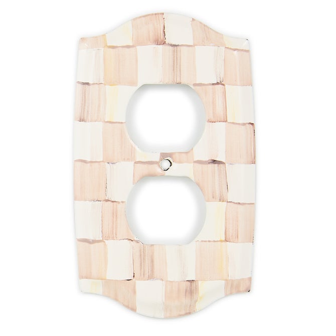 Mocha Check Double Outlet Cover - {current_domain}