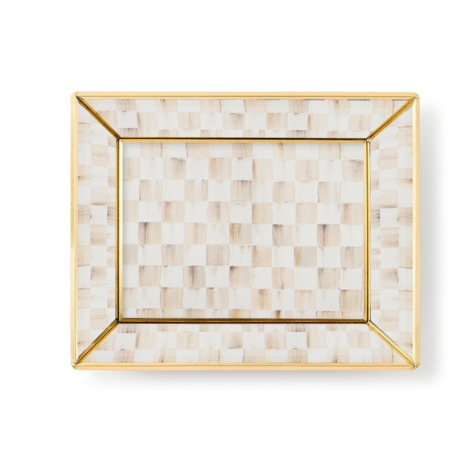 Mocha Check Small Glass Vanity Tray - {current_domain}