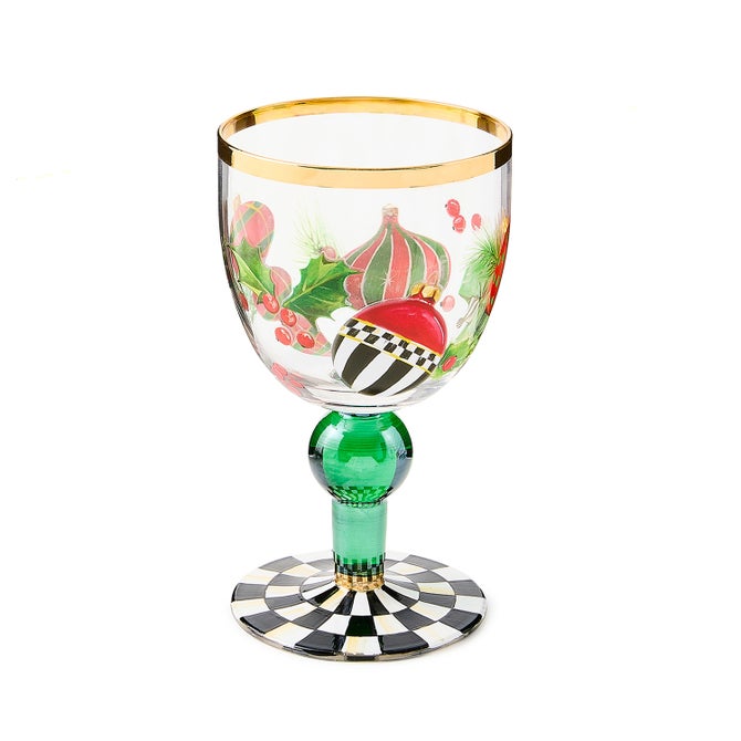 Deck the Halls Wine Glass - {current_domain}