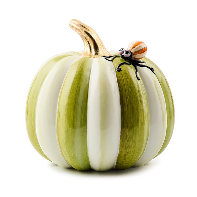 Fergal's Friend Spider on Small Moss Stripe Pumpkin - {current_domain}