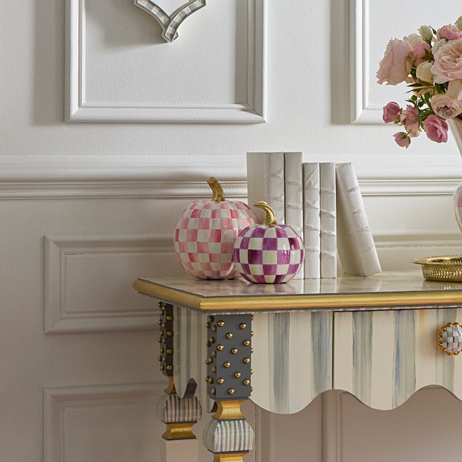 Bubblegum Pink Check Small Pumpkin - {current_domain}