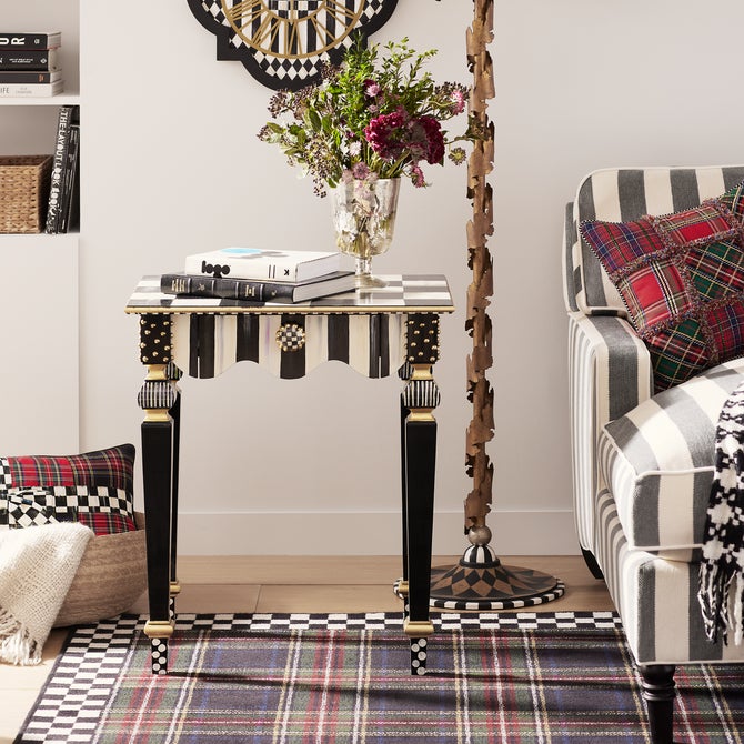 Courtly Check & Stripe Side Table - {current_domain}