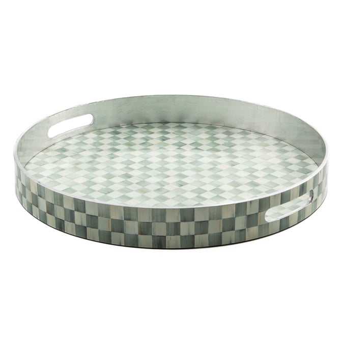 Sterling Check Lacquer Round Tray - {current_domain}