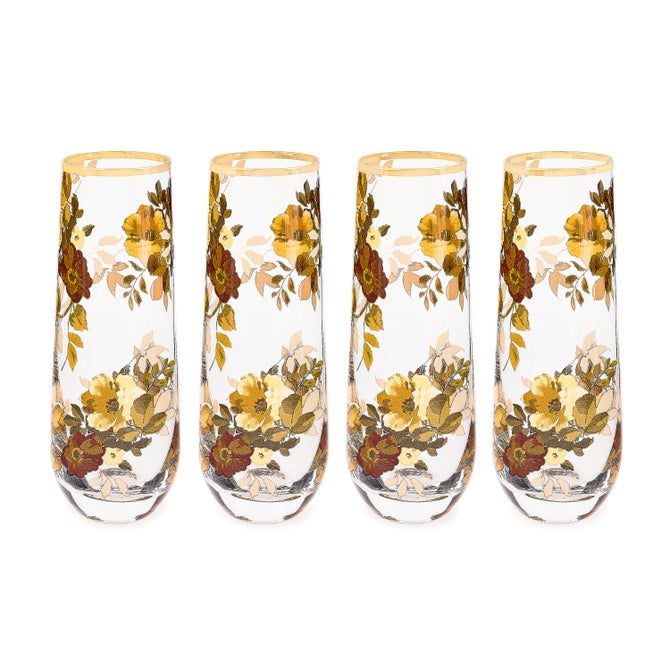 Wild Rose Stemless Flute, Set of 4 - {current_domain}