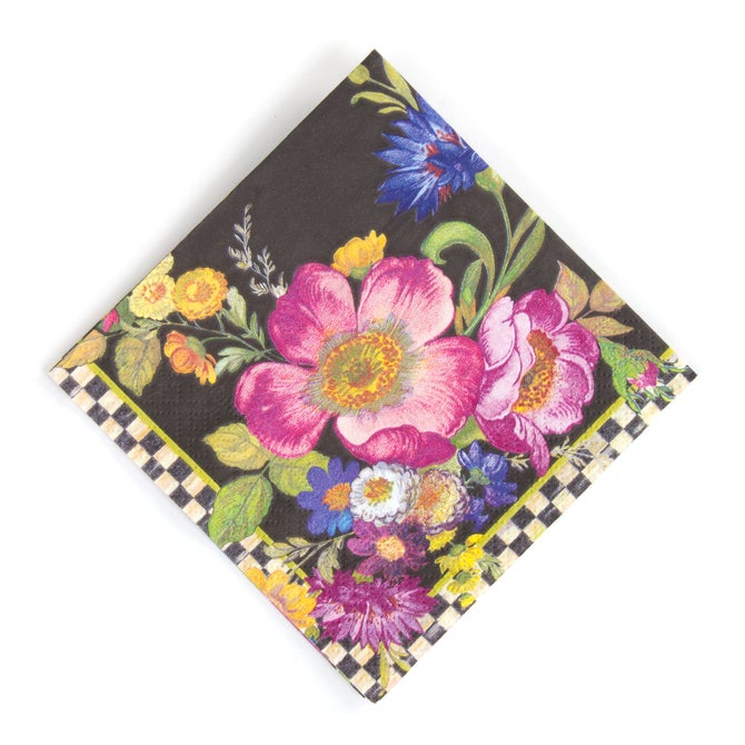 Black Flower Market Cocktail Paper Napkins - {current_domain}