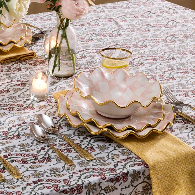 Rosy Check Ceramic Fluted Breakfast Bowl - {current_domain}