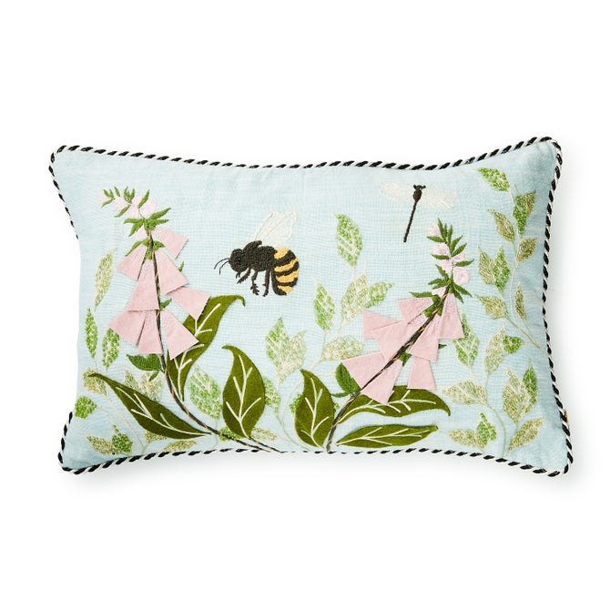 Floral & Bee Throw Pillow - {current_domain}