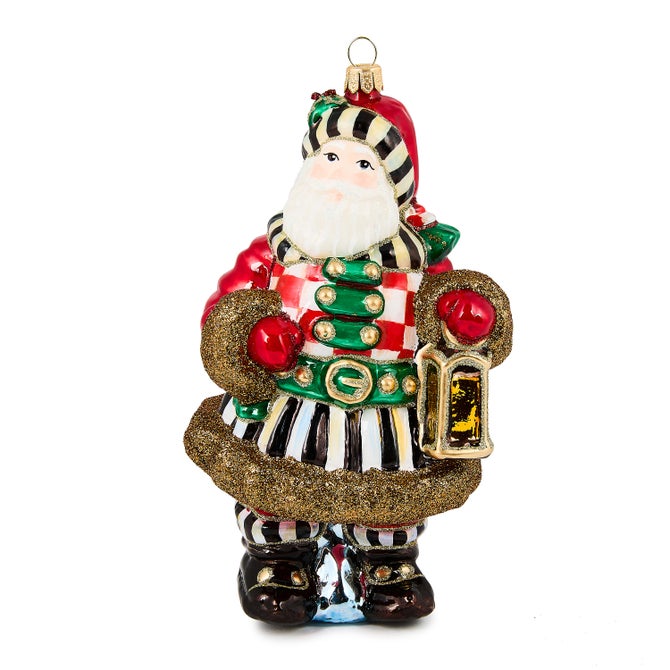 Check It Out Town Crier Santa Glass Ornament - {current_domain}