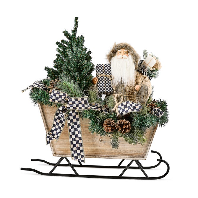 Farmhouse Illuminated Santa in Sleigh - {current_domain}