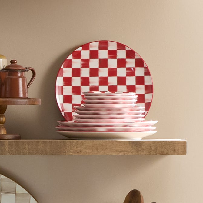 Cherry Check Dinner Plates, Set of 4 - {current_domain}