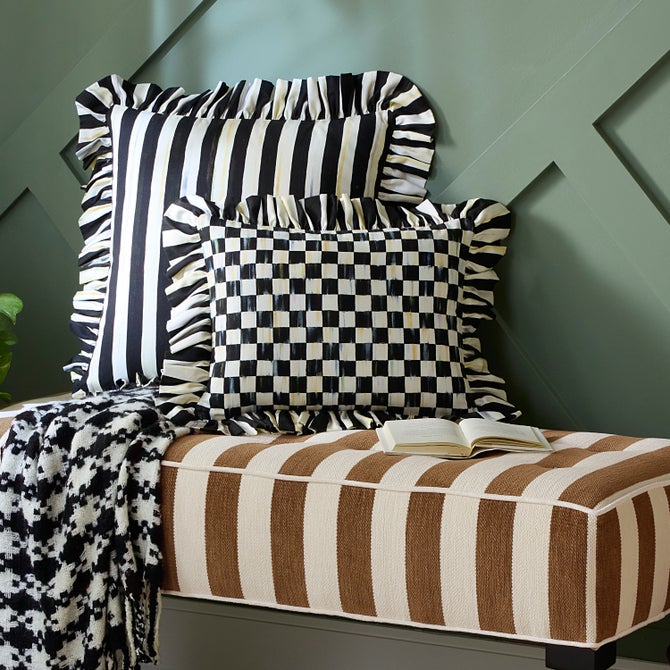 Courtly Check Ruffle Lumbar Pillow - {current_domain}