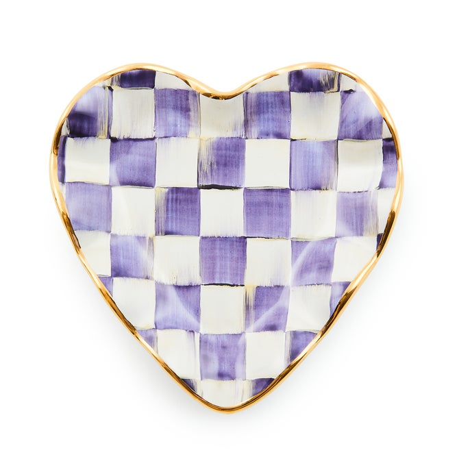Plum Check Fluted Ceramic Heart Plate - {current_domain}