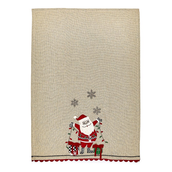 Santa with Tree Lights Embroidered Dish Towels, Set of 2 - {current_domain}