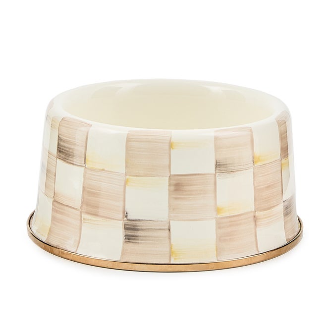 Mocha Check Medium Pet Dish - {current_domain}