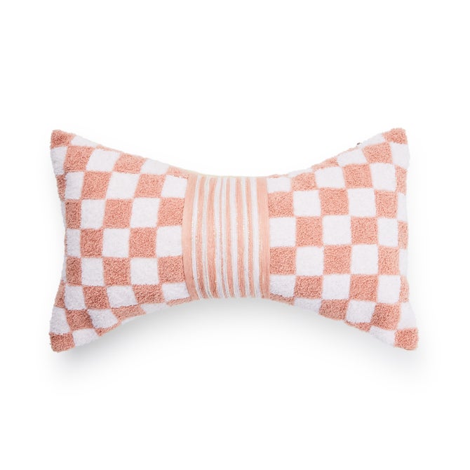 Pink Check Bow Throw Pillow - {current_domain}