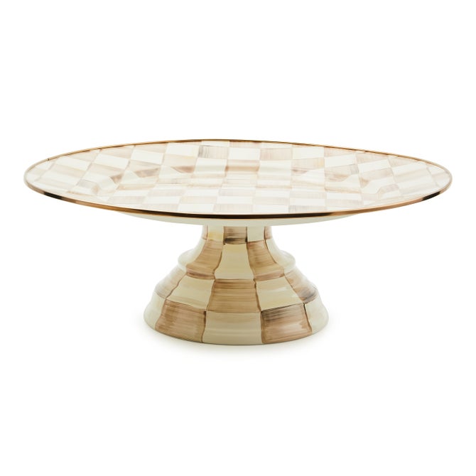 Mocha Check Small Pedestal Platter - {current_domain}