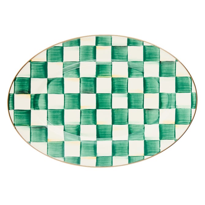 Emerald Check Small Oval Platter - {current_domain}