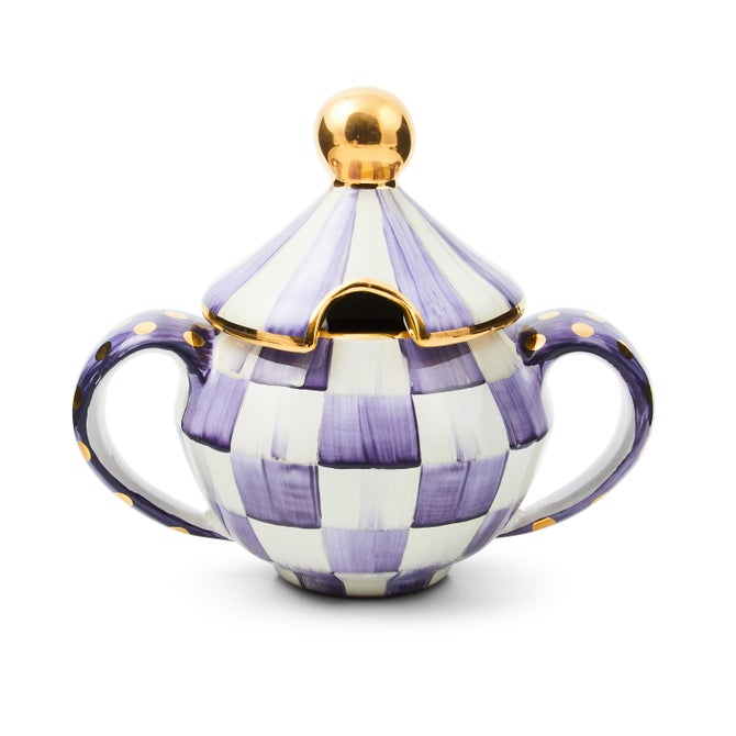 Plum Check Ceramic Sugar Bowl with Lid - {current_domain}