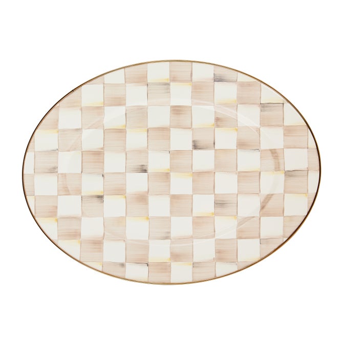Mocha Check Medium Oval Platter - {current_domain}