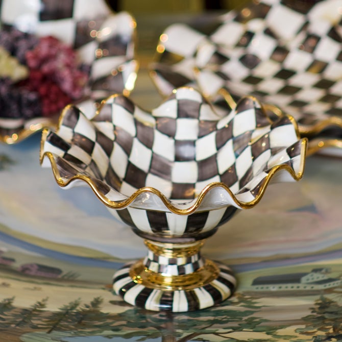 Courtly Check Ceramic Compote - {current_domain}