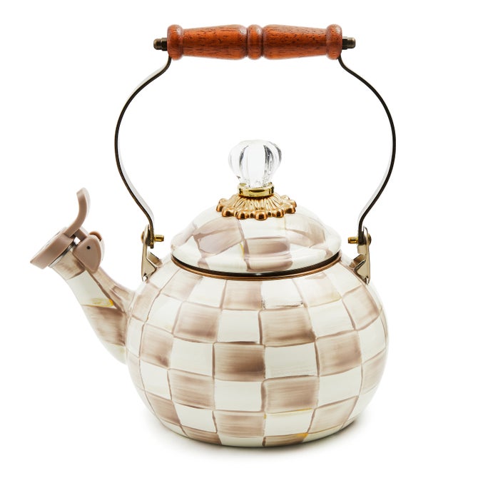 Mocha Check Whistling Tea Kettle - {current_domain}