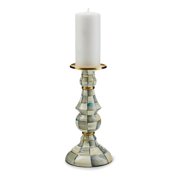 Sterling Check Large Pillar Candlestick - {current_domain}
