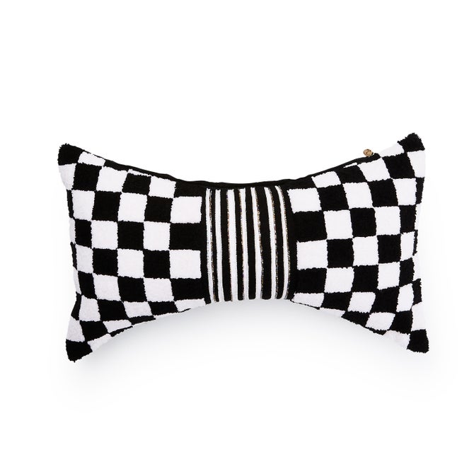 Black Check Bow Throw Pillow - {current_domain}