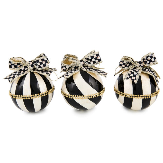 Courtly Noel Stripe Capiz Ball Ornaments, Set of 3 - {current_domain}