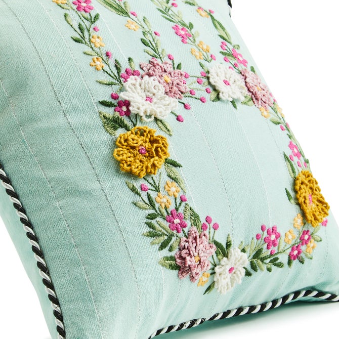 Floral Bunny Embroidered Throw Pillow - {current_domain}