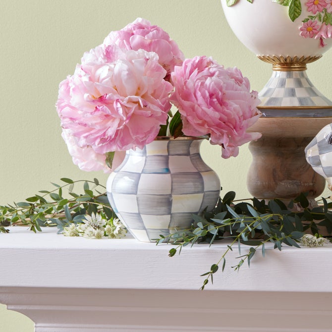 Sterling Check Enamel Vase - {current_domain}