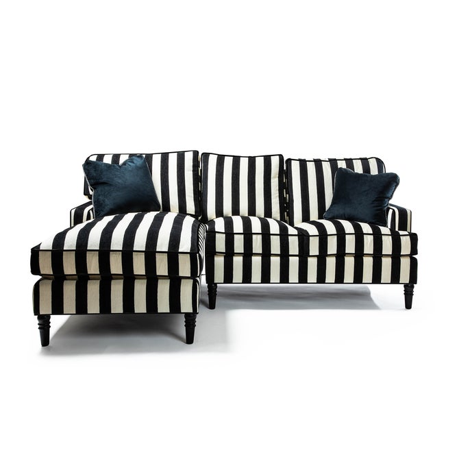 Marquee Black Stripe 2-Piece Left Arm Chaise Sectional - {current_domain}