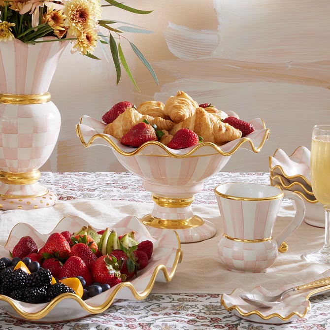 Rosy Check Ceramic Compote - {current_domain}