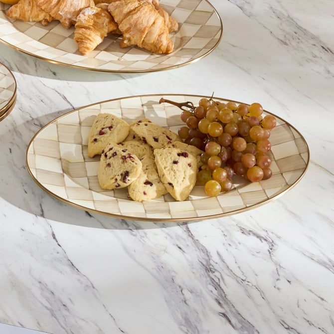 Mocha Check Small Oval Platter - {current_domain}