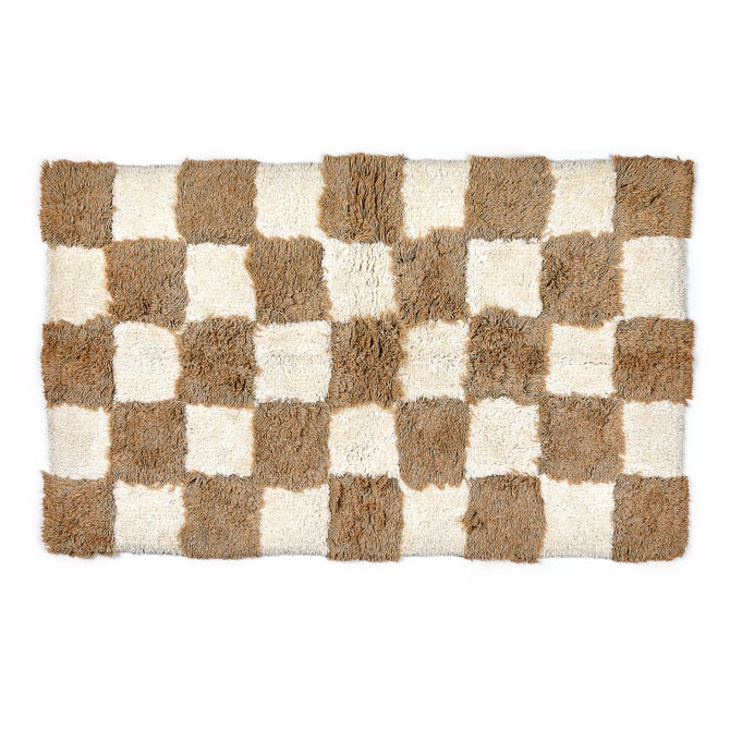 Checkerboard Taupe Bath Rug - {current_domain}