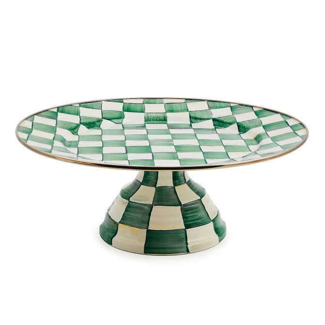Emerald Check Large Pedestal Platter - {current_domain}