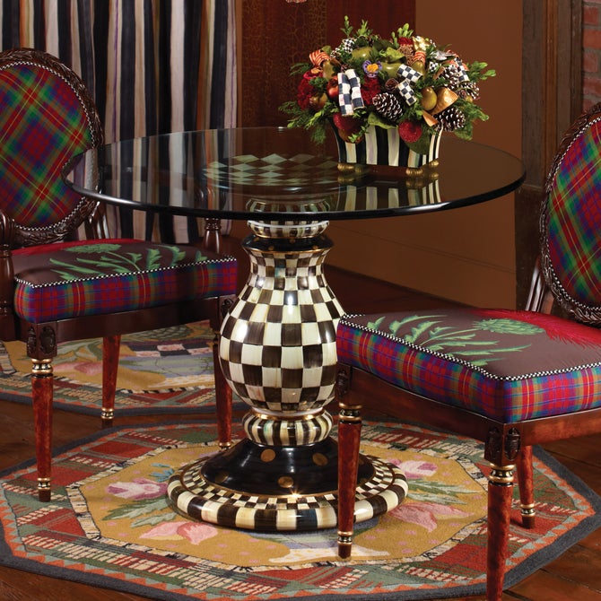 Courtly Check Ceramic Pedestal Table Base - {current_domain}