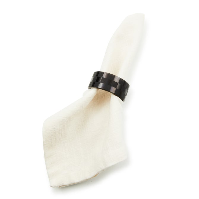 Black Check Napkin Rings, Set of 4 - {current_domain}