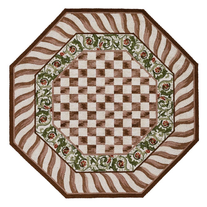 Mocha Check 6' Octagon Rug - {current_domain}
