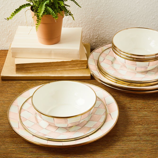 Rosy Check Dinnerware 12pc Complete Set - {current_domain}