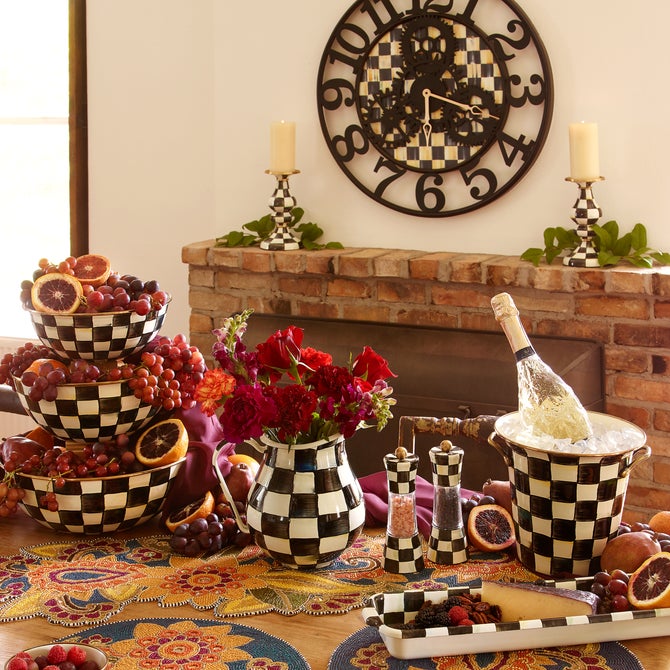 Courtly Check Large Farmhouse Wall Clock - {current_domain}