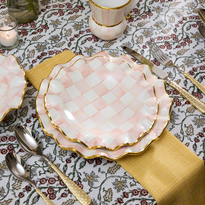 Rosy Check Ceramic Fluted Dessert Plate - {current_domain}