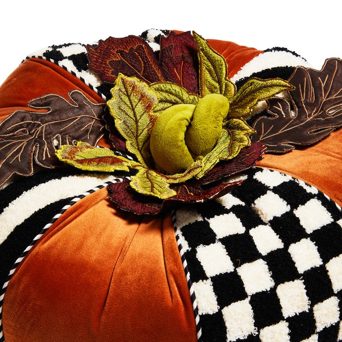 Harvest Check & Stripe Round Pillow - {current_domain}