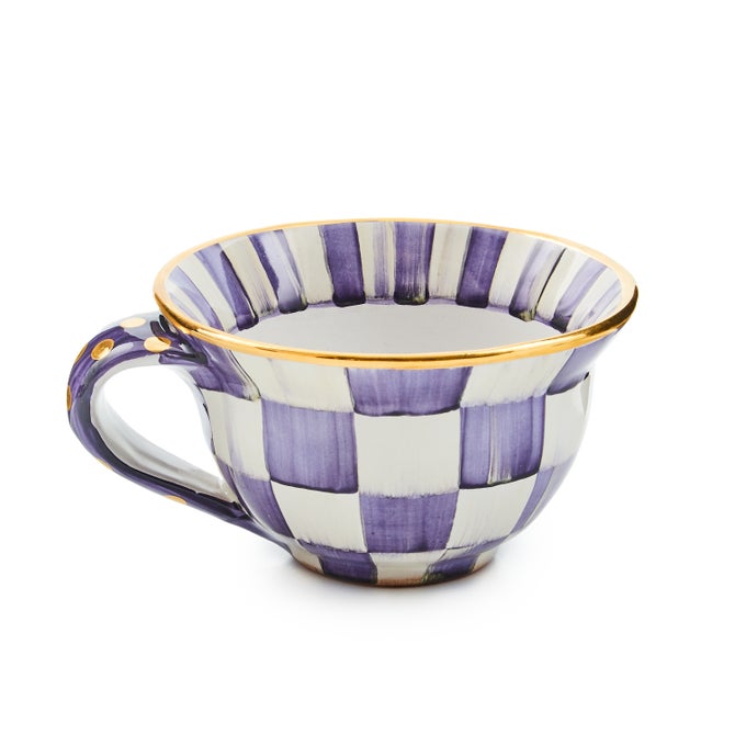 Plum Check Ceramic Teacup - {current_domain}