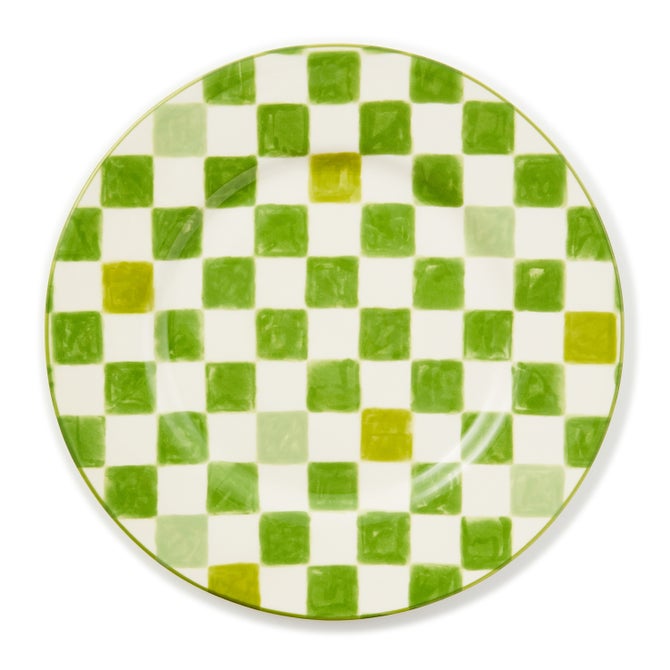 Green Check Dinner Plate - {current_domain}