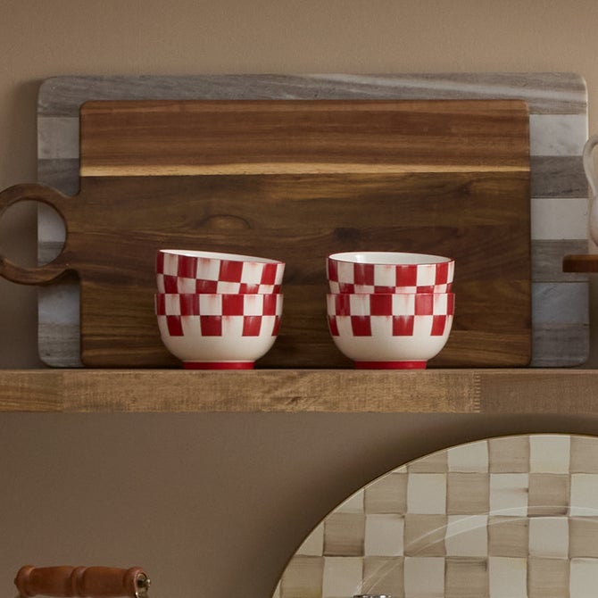 Cherry Check Breakfast Bowls, Set of 4 - {current_domain}