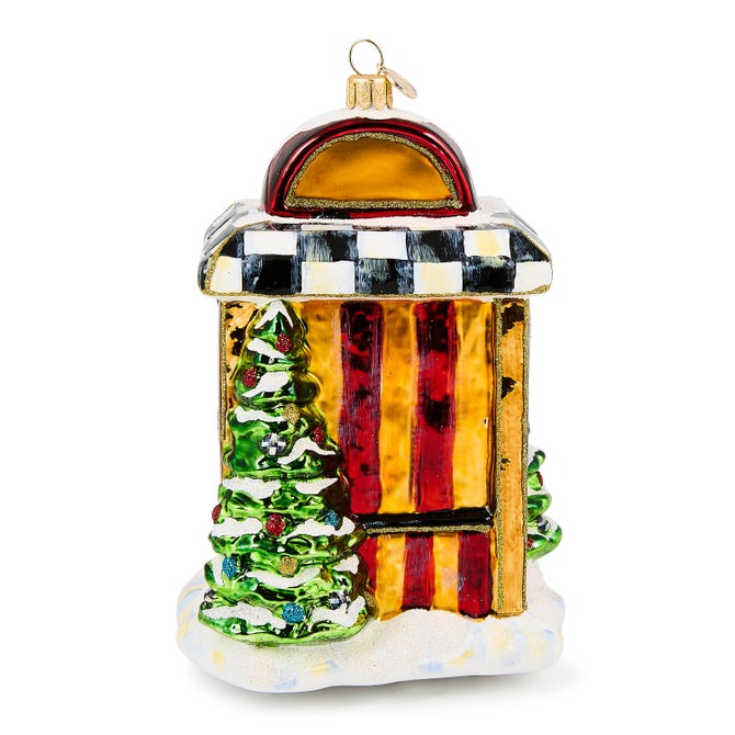 Santa's Toy Store Glass Ornament - {current_domain}