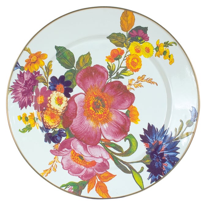 White Flower Market Charger/Plate - {current_domain}