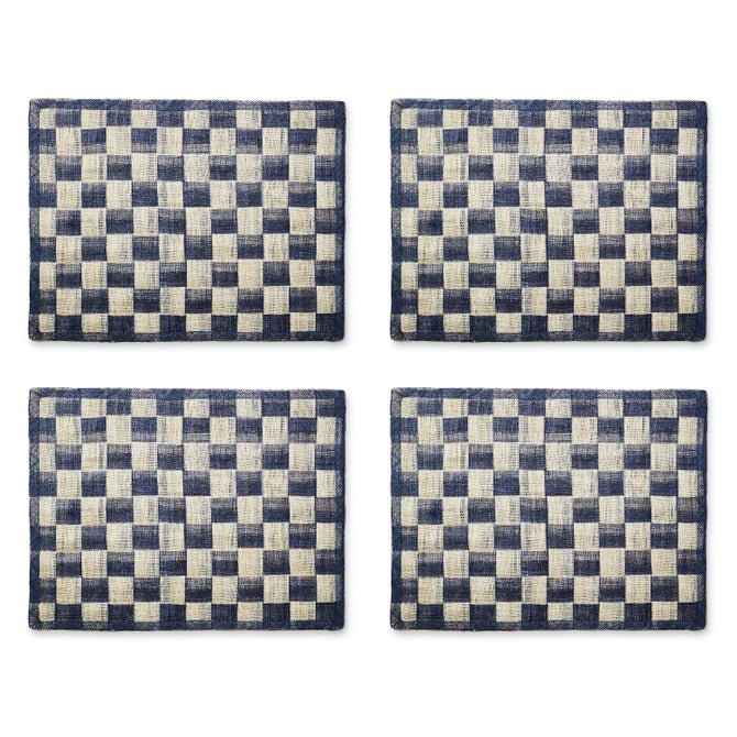 Navy Sinamay Placemats, Set of 4 - {current_domain}