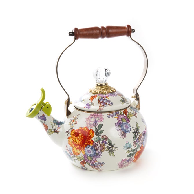 White Flower Market Whistling Tea Kettle - {current_domain}