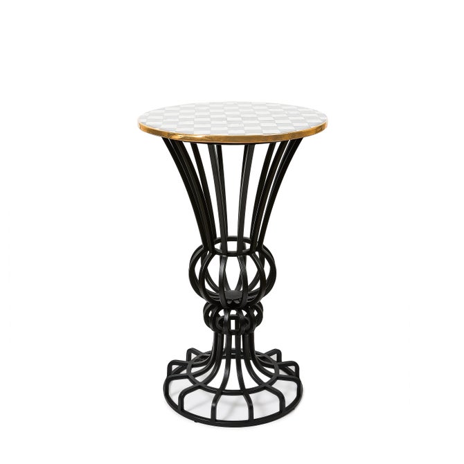 Sterling Check Pedestal Accent Table - {current_domain}